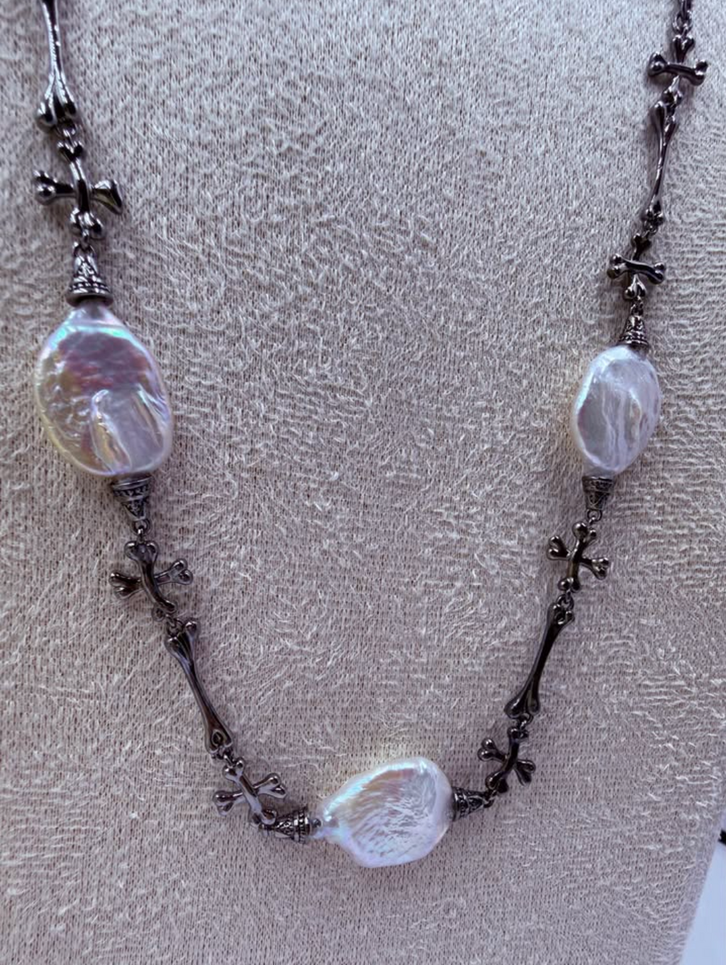 Midnight Cross Baroque Pearl Necklace