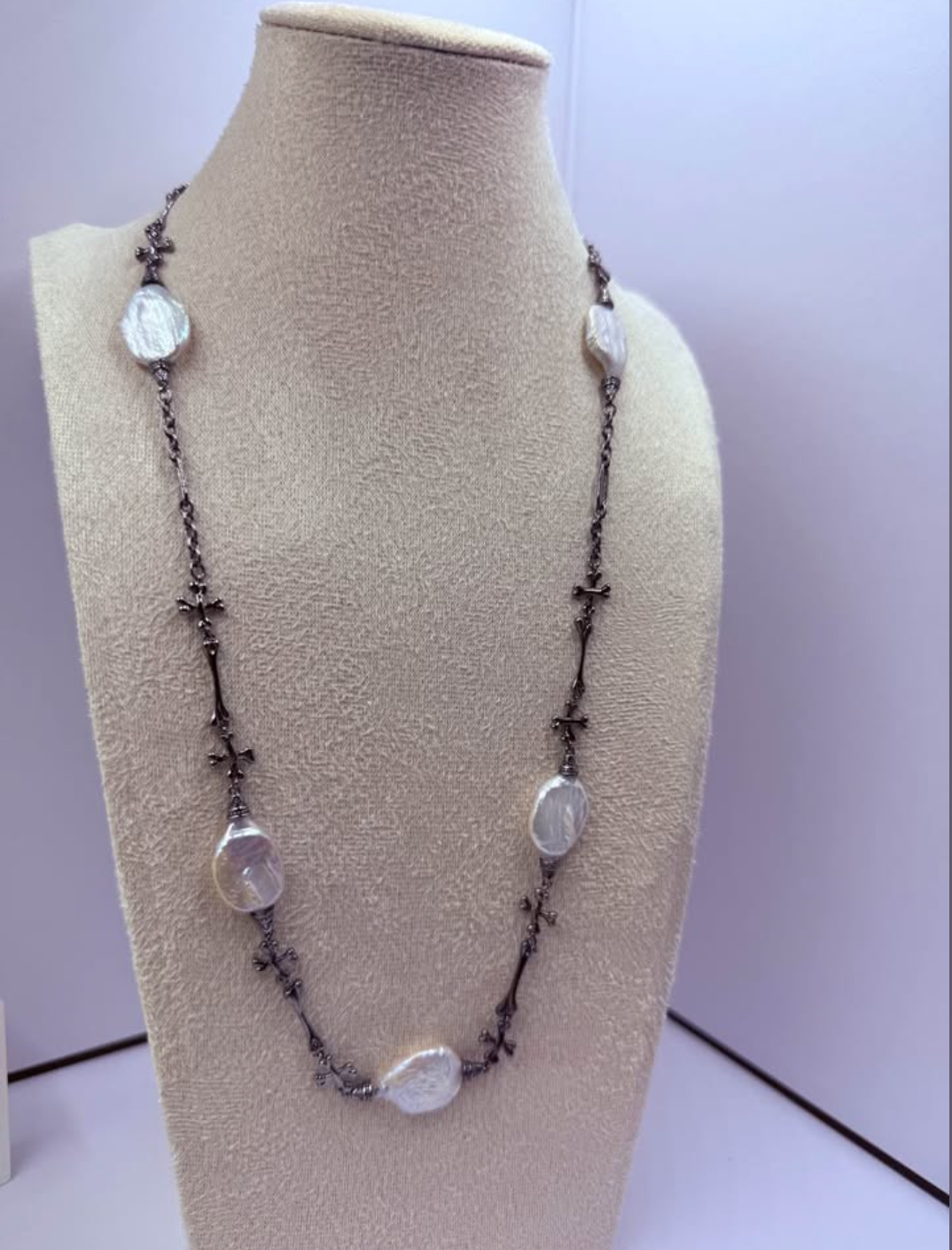 Midnight Cross Baroque Pearl Necklace